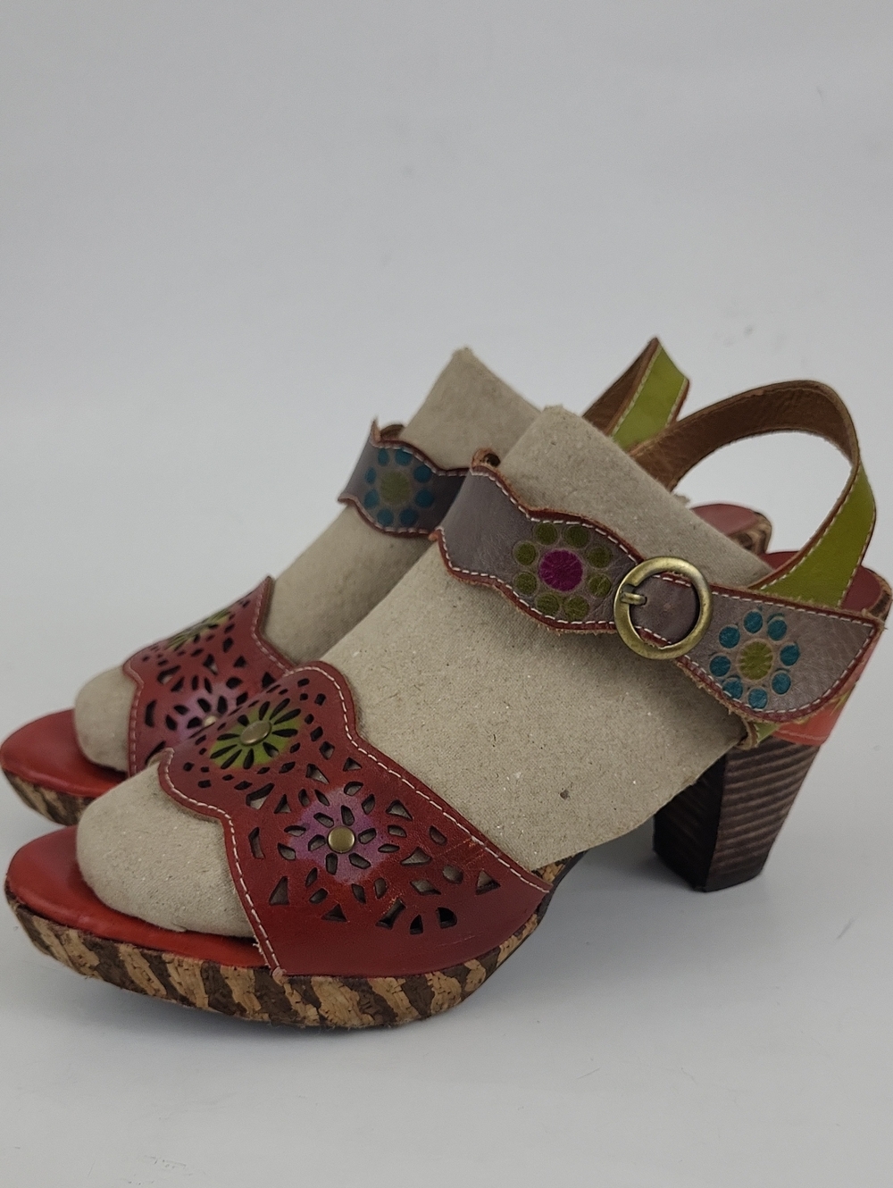 L'Artiste Spring Step Women's Sharyn Heels Sandals Ankle Strap Size EU 37 / US 7